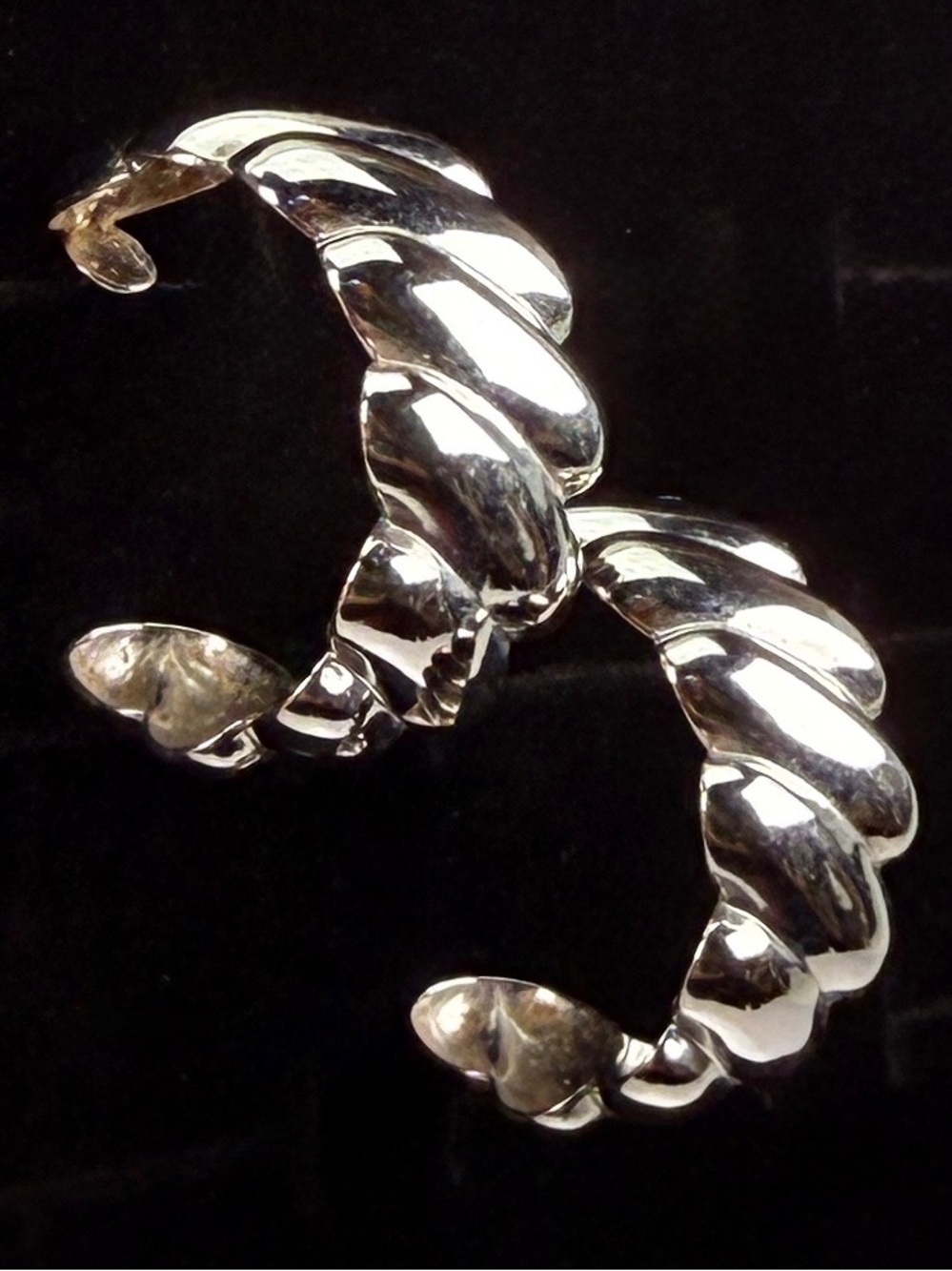 Vintage Silvertone Statement open wide hoop pierced earrings